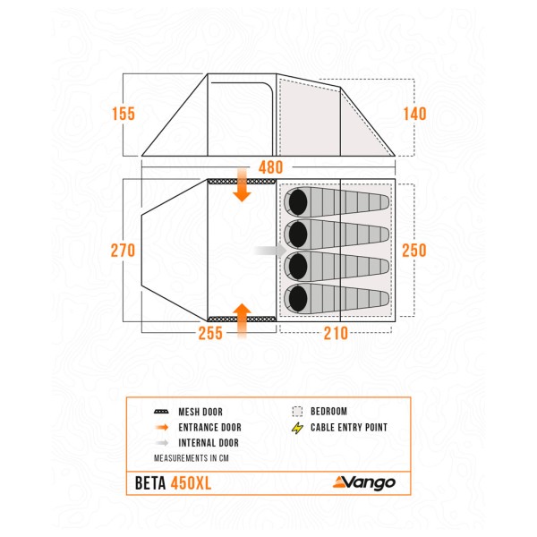 Vango - Beta 450XL - Tienda de campaña 4 personas