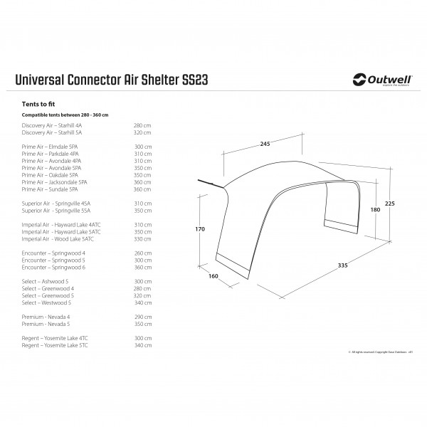Outwell - Universal Connector Air Shelter - Teltudvidelse