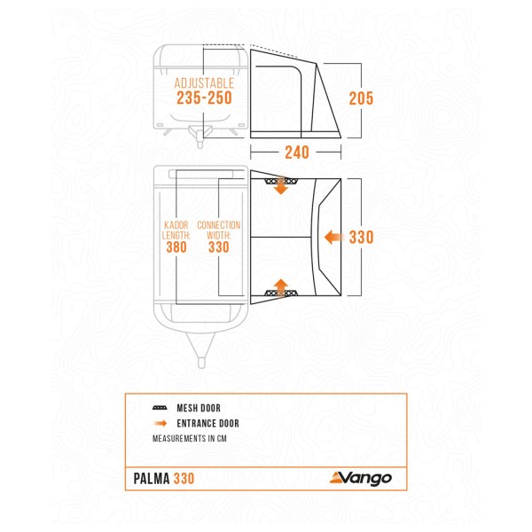 Vango - Palma 330 - Pikkubussien etuteltat
