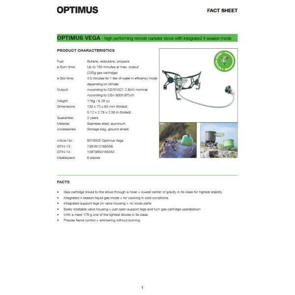 Optimus - Vega - Gaskogeapparater