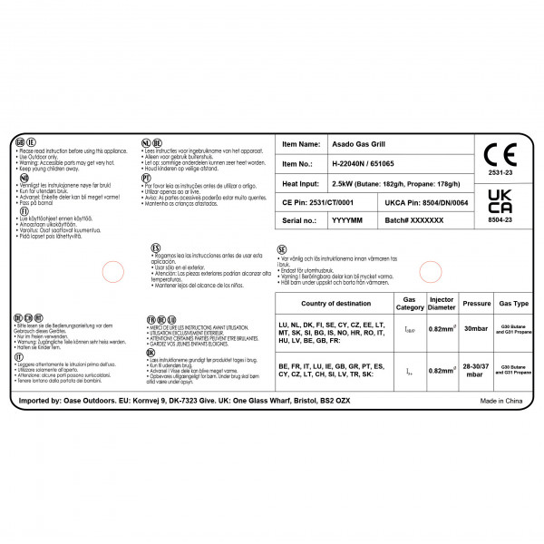 Outwell - Asado Gas Grill - Grilli