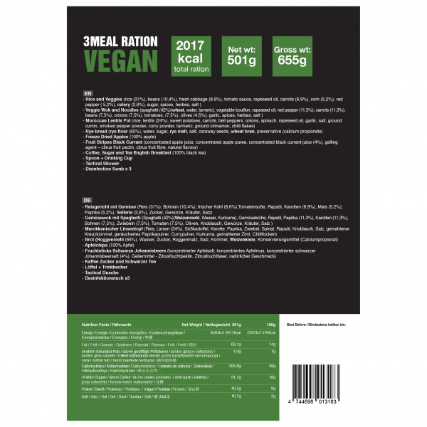 TACTICAL FOODPACK - Ration Vegan 3 Meal