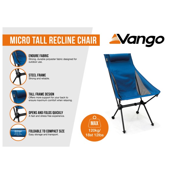 Vango - Micro Tall Recline Chair - Silla de camping