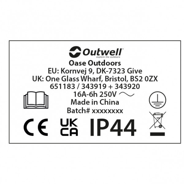 Outwell - Taurus Cee Camping Cable H07RN-F 3G2.5 - Cavo