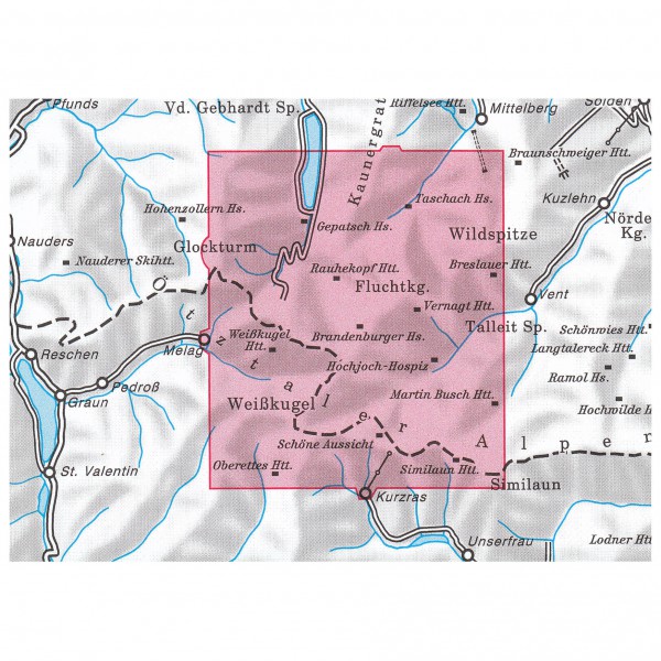 DAV - Ötztaler Alpen, Weißkugel 30/2 - Mapa de senderos