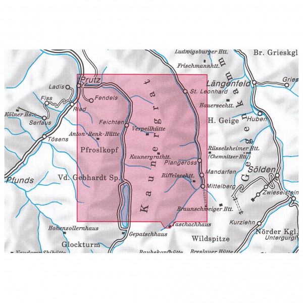 DAV - Ötztaler Alpen, Kaunergrat 30/3 - Hiking map