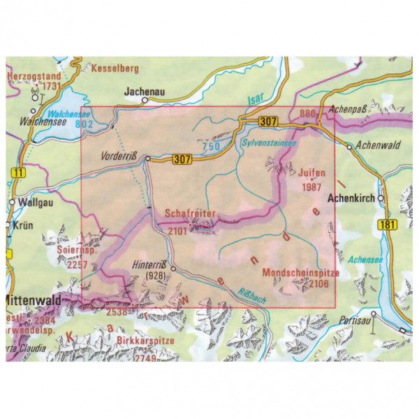 DAV - Karwendelgebirge Nord, Schafreiter BY12 - Mapa de senderos