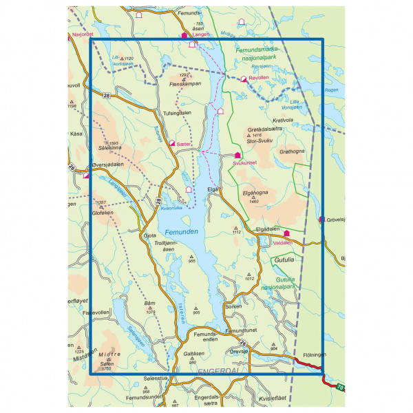Nordeca - Wander-Outdoorkarte: Femunden 1/50 - Hiking map