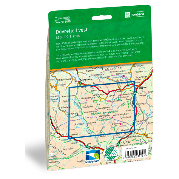 Nordeca - Dovrefjell Vest - Mapa de senderos