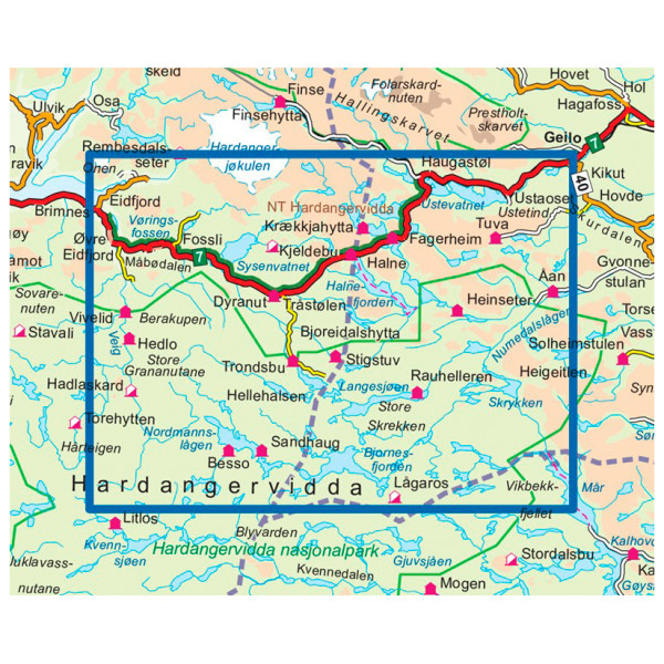 Nordeca - Hardangervidda - Mapa de senderos