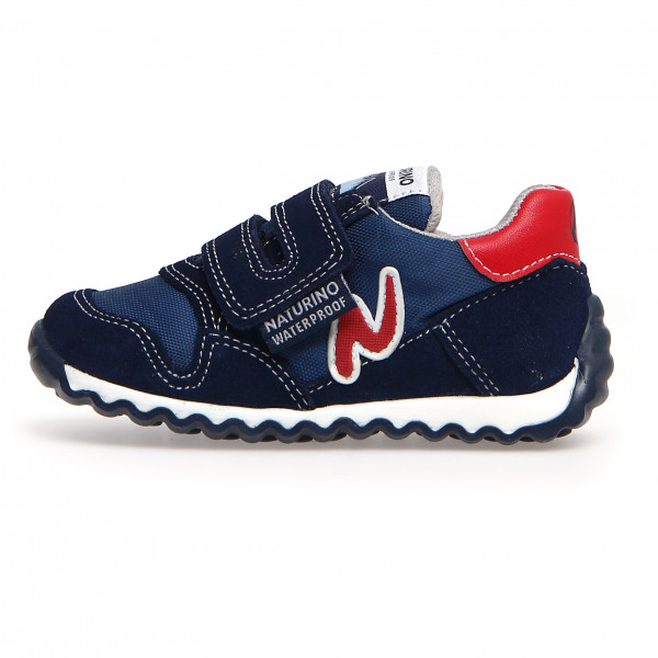 Naturino Heist VL - Baskets à Cheville Enfant En Cuir Nappa Et Daim - Fermeture Double Velcro - Semelle Antidérapante - Bleu Marine