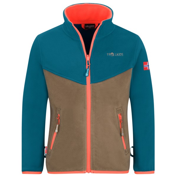 Trollkids Veste Polaire Enfant Aurlandsfjord Sherpa - Capuche Et Poches Zippées, 100% Polyester Chaud
