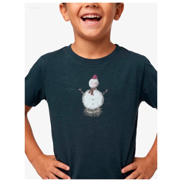 super.natural - Kid's Snowman Tee - Merinoshirt