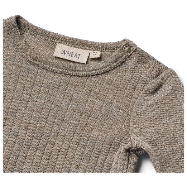 WHEAT - Kid's Langärmliger Wickelbody 84 - Merino base layer