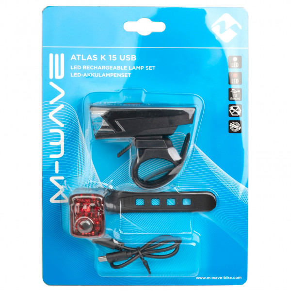 M-Wave - Atlas K 15 USB Set - Fahrradlampen-Set