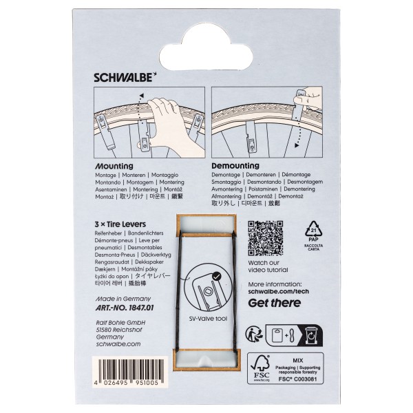 Schwalbe - Reifenheber Set - Rengasvipu