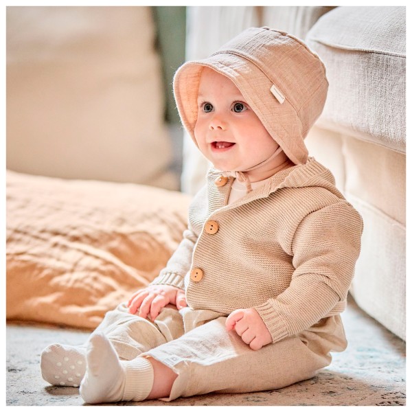 maximo - Baby's Hat with Tie + Muslin Lining - Cappello
