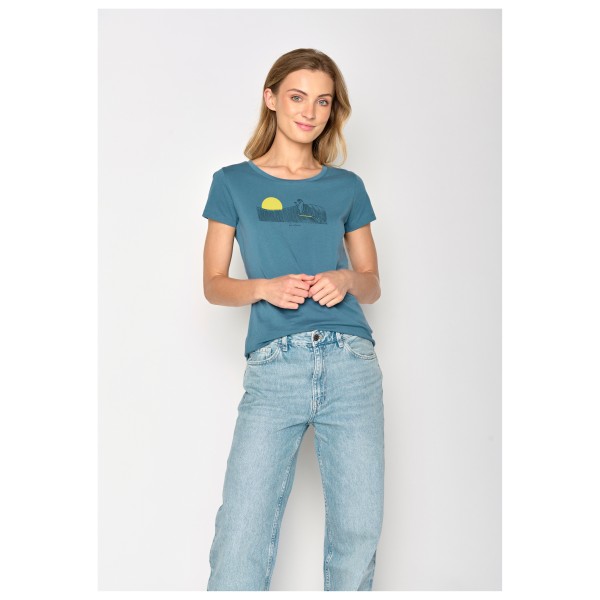 GreenBomb - Women's Animal Sloth Waves Loves T-Shirt - Camiseta de manga corta