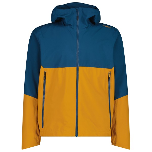 CMP Jacket Fix Hood 2 Layer Regenjacke Men (Größe 56 |blau/gelb |wasserdicht)