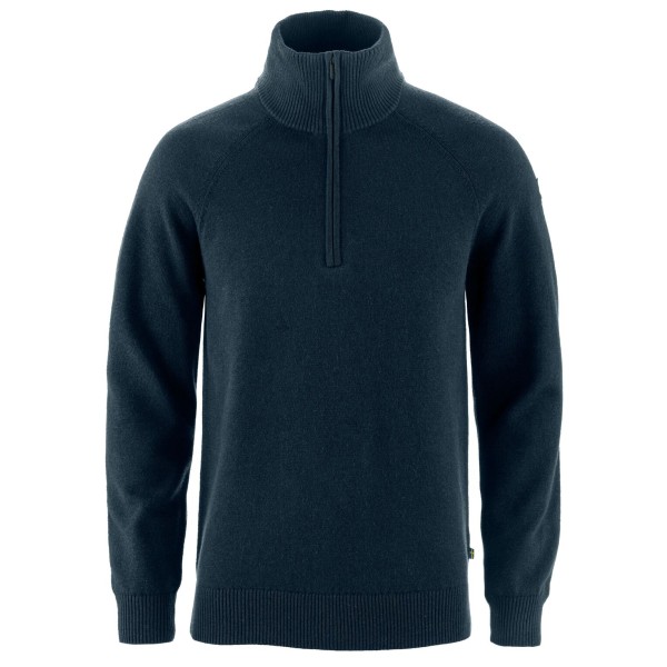 Fjällräven - Övik Lite Half Zip - Wollpullover Gr L blau