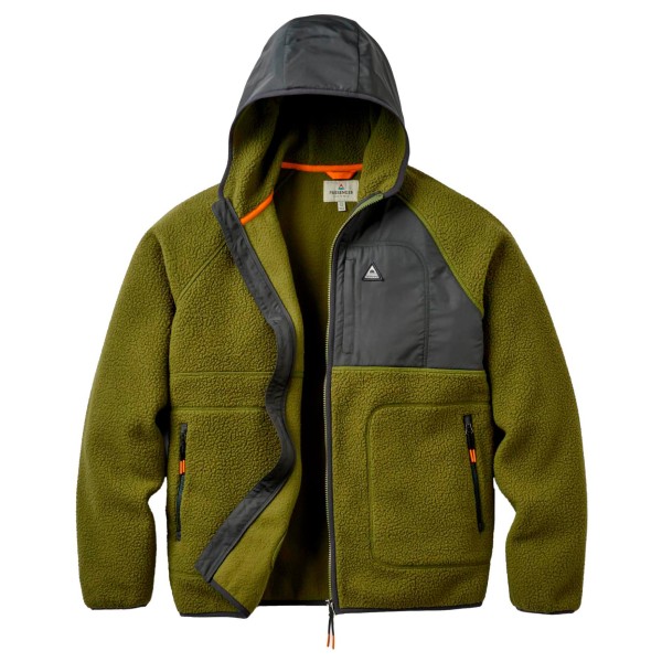 Passenger Offgrid Recycled Full Zip Hooded Sherpa Fleece Fleecevest Olijfgroen