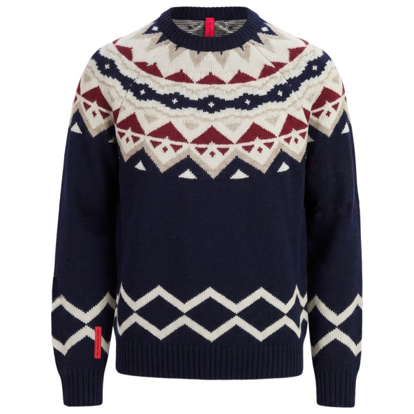 The Mountain Studio Ski Lambswool Pattern Sweater Wollen trui Blauw