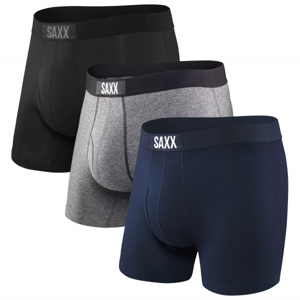 Image of Saxx - Ultra Super Soft Boxer Brief Fly 3-Pack - Kunstfaserunterwäsche Gr L;S;XL blau;rot