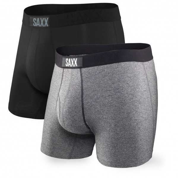 Image of Saxx - Vibe Super Soft Boxer Brief 2-Pack - Kunstfaserunterwäsche Gr L;M;S;XXL grau/schwarz;schwarz