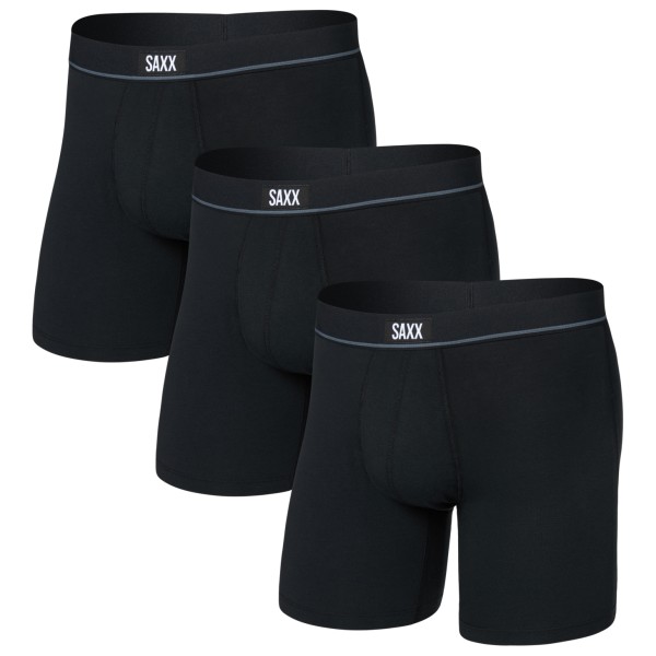 Saxx – Essential Cotton Boxer Brief Fly 3-Pack – Ondergoed maat S, Zwart