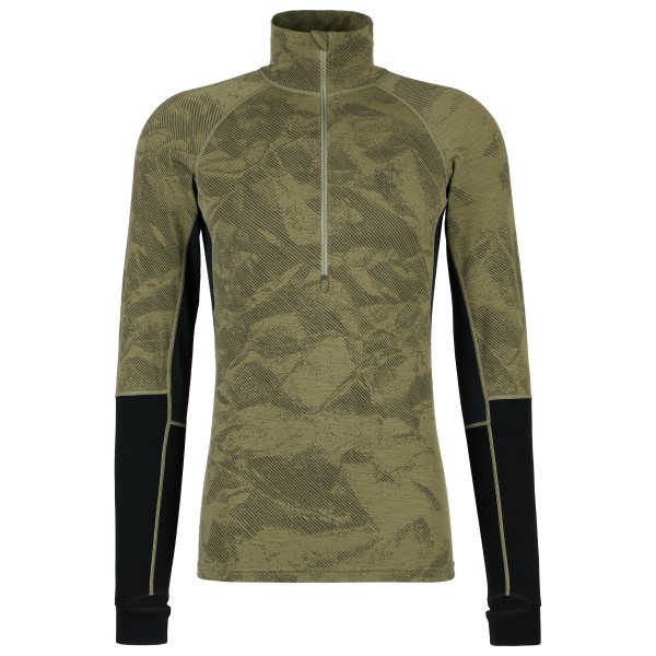Stoic MerinoMesh150 SadjemSt. L/S Half Zip Merino-ondergoed Olijfgroen