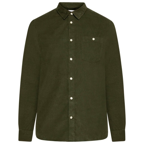 KnowledgeCotton Apparel – Regular 26-Wales Corduroy Shirt – Overhemd maat , Olijfgroen