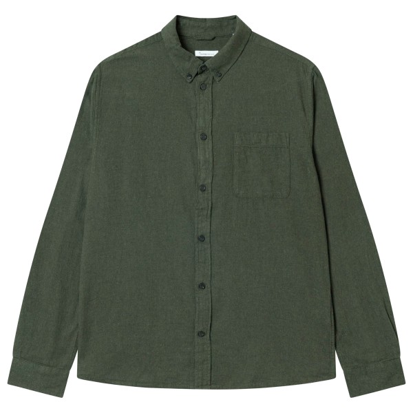 KnowledgeCotton Apparel Regular Fit Melangé Flannel Shirt Hemd Men (Gr XXL |oliv)