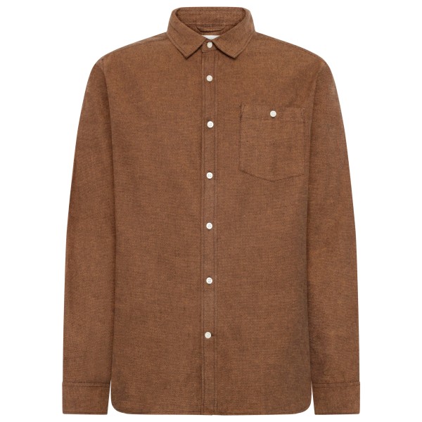 KnowledgeCotton Apparel Zig-Zag Twill Structure Shirt Overhemd Bruin