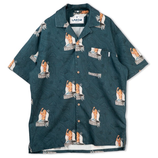 LAKOR Save The Mermaids Short Sleeve Shirt Hemd Herren (Gr L |blau)