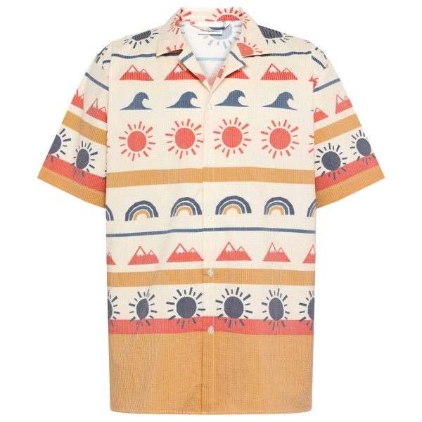 KnowledgeCotton Apparel Box Fit Short Sleeved AOP Seersucker Shirt Hemd Herren (Gr XXL |beige)