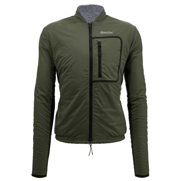 Image of Santini - Alpha T. Lined Windproof Gravel Cycling Jacket - Velojacke Gr L;M;S;XL oliv;schwarz