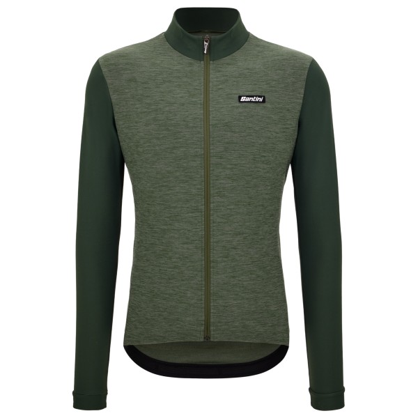 Image of Santini - Pure Block Colour Thermal Cycling Jersey - Velotrikot Gr L oliv
