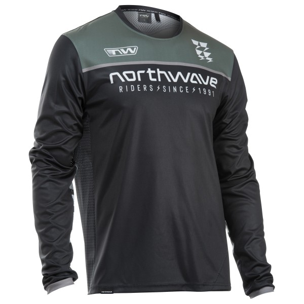Image of Northwave - Edge 2 Jersey Long Sleeve - Velotrikot Gr L;M grau/schwarz;oliv