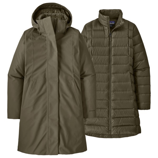 Patagonia Women’s Tres 3-In-1 Parka Lange jas /olijfgroen Bruin