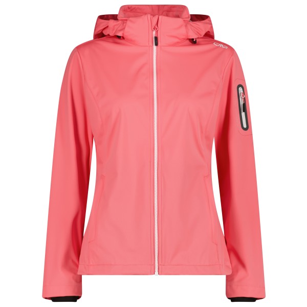 CMP Light Softshell Jacket Zip Hood Softshelljacke Damen Wandern (Gr 44 |rosa/rot)