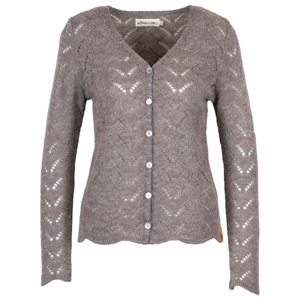 Image of Albmerino - Women"s Ajour Strickjacke - Wolljacke Gr L grau/braun'