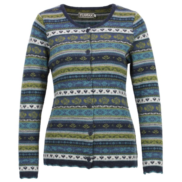 Image of Flomax - Women"s Strickjacke Oda - Wollpullover Gr L blau'