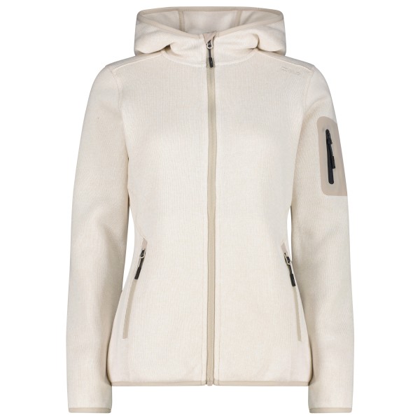 CMP Women’s Jacket Fix Hood Jacquard Knitted 3H19826 Fleecevest Beige