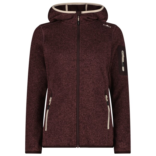 CMP Women’s Jacket Fix Hood Jacquard Knitted 3H19826 Fleecevest Bruin