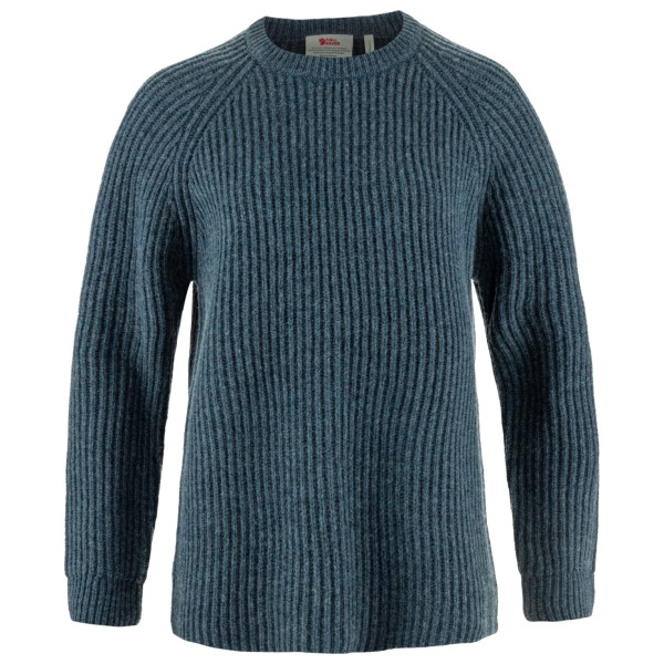 Fjällräven Women’s Övik Rib Sweater Wollen trui Blauw
