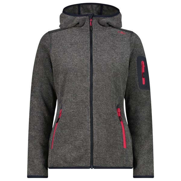 CMP Jacket Fix Hood Jacquard Knitted Stripes Fleecejacke Damen (Gr 36 |grau)