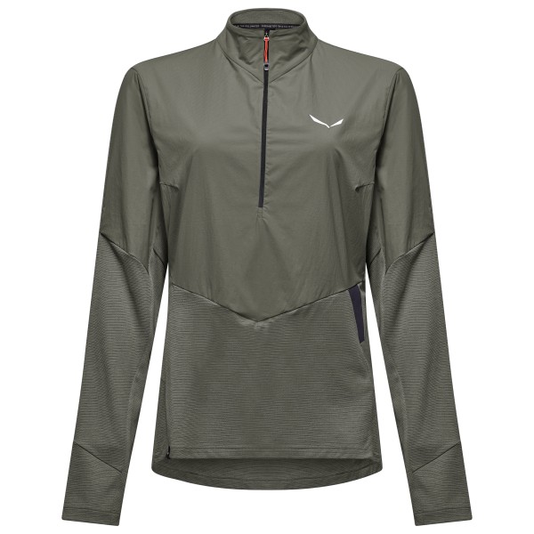 Salewa Women’s Pedroc Dry Wind HZ Tee Longsleeve /olijfgroen Grijs