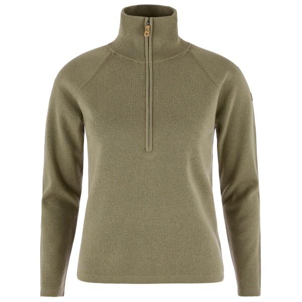 Fjällräven Women’s Övik Lite Half Zip Wollen trui Olijfgroen