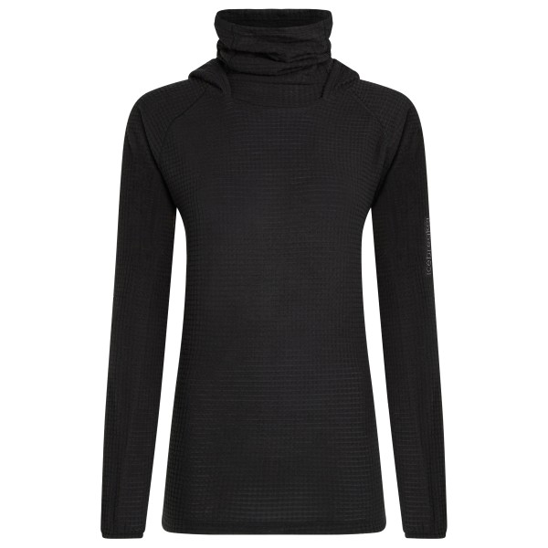 Icebreaker Women’ Merino 400 Realfleece Grid Blackridge Merinohoodie Zwart
