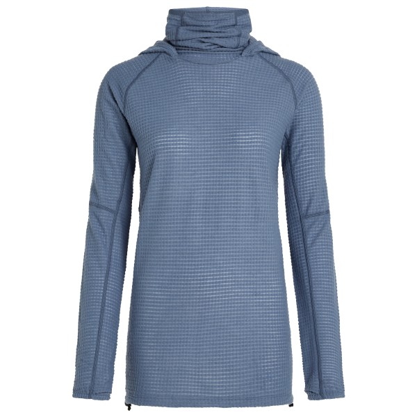 Icebreaker Women’s Merino 400 Realfleece Grid Blackridge Merinohoodie Grijs